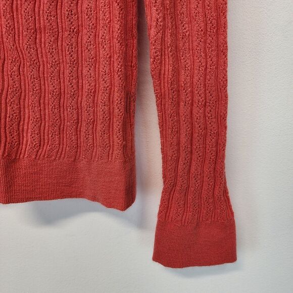 Manrico Italian Cashmere Pink Cardigan Size L Pointelle Knit V-neck Quiet Luxury - Picture 5 of 12